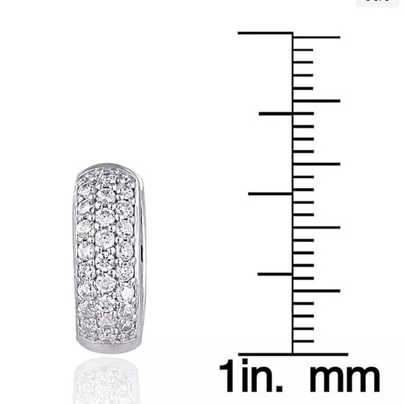 Sterling silver and cz huggie earrings - Picture 3 of 7